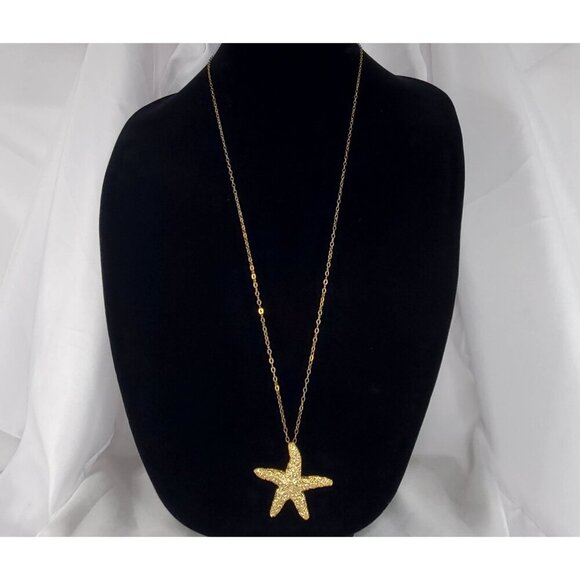 Gold Starfish Pendant Necklace By Love of Pretty With Long 34 inch chain - Picture 7 of 15